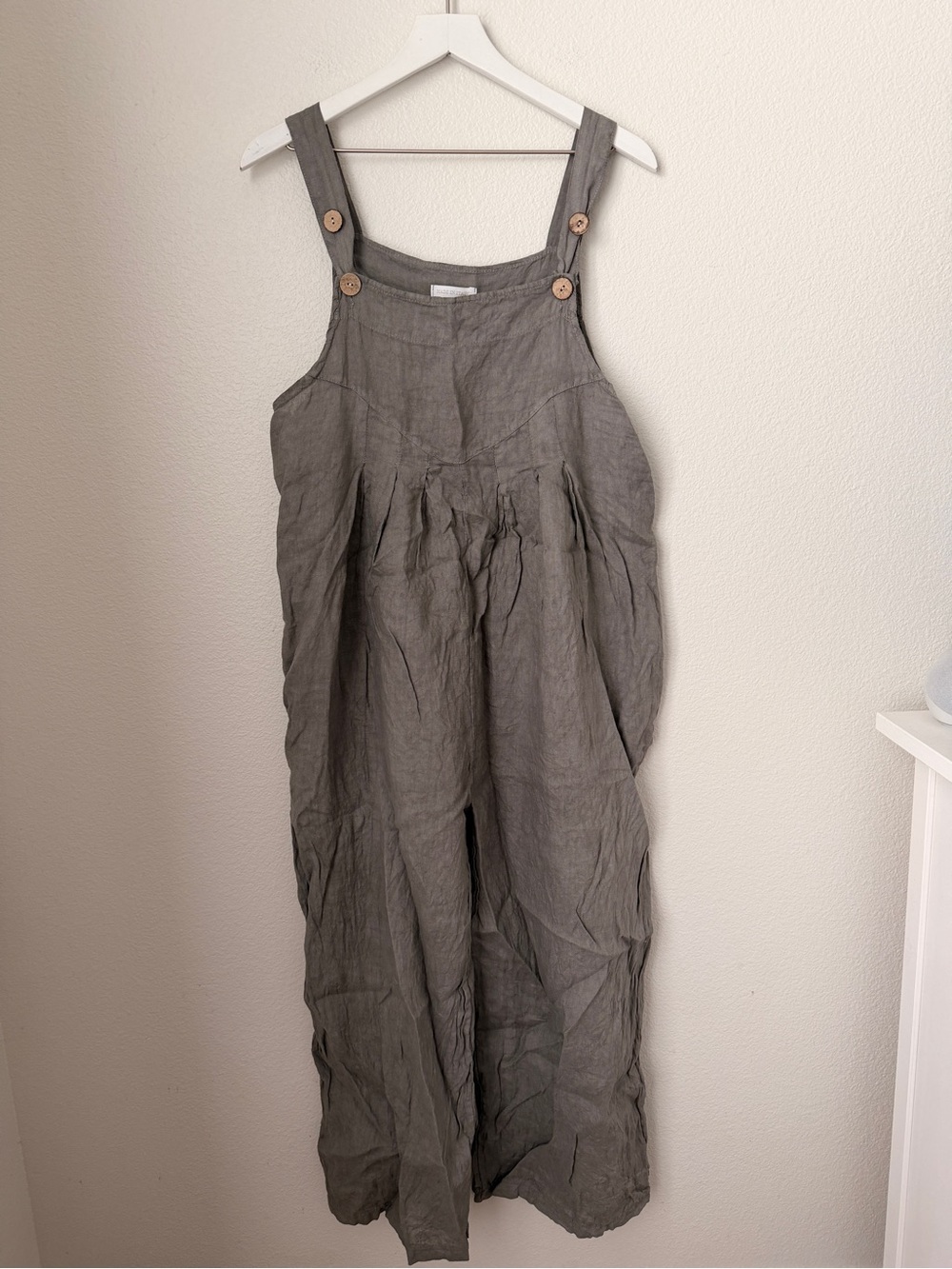100% Linen Italy Relaxed Overalls Romper